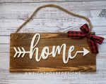 Load image into Gallery viewer, Home Arrow Word Art - Rustic Farmhouse - Reclaimed Pallet Plank Board Sign - Wooden Wall Art - Bookshelf Decor and She Shed Signs
