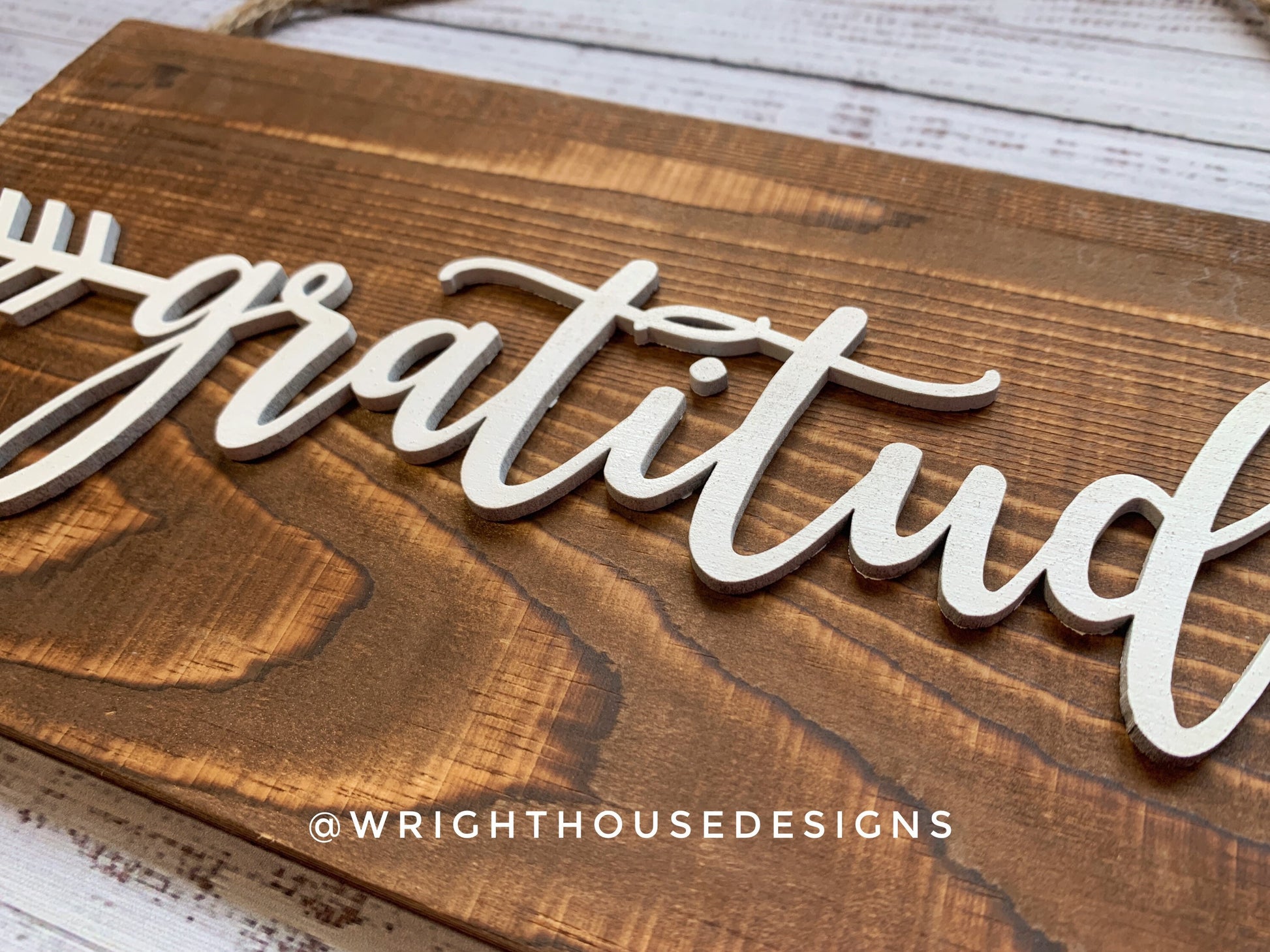 Gratitude - Arrow Word Art - Rustic Farmhouse - Reclaimed Pallet Plank Board Sign - Wooden Wall Art - Bookshelf Decor and She Shed Signs