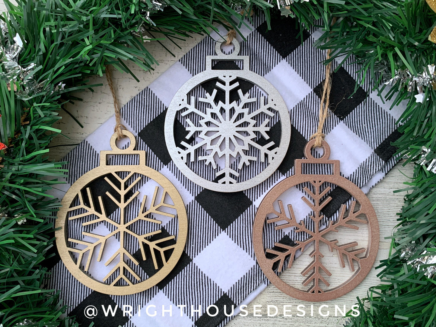 Painted Wooden Snowflake - Christmas Tree Ornaments -Winter Decorations