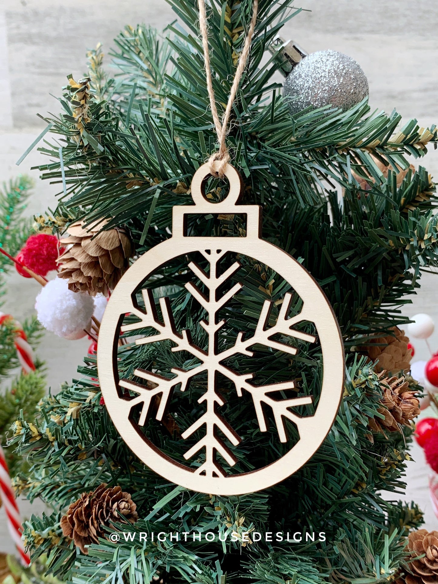 Painted Wooden Snowflake - Christmas Tree Ornaments -Winter Decorations