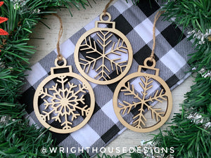 Wooden Snowflake - Christmas Tree Ornaments - Winter Decorations