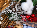 Load image into Gallery viewer, Snowflake and Christmas Tree Set - Joy Love Friends Believe - Laser Engraved Acrylic Christmas Tree Ornaments
