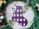 Load image into Gallery viewer, Buffalo Plaid Monogram Stocking - Personalized Christmas Tree Ornament
