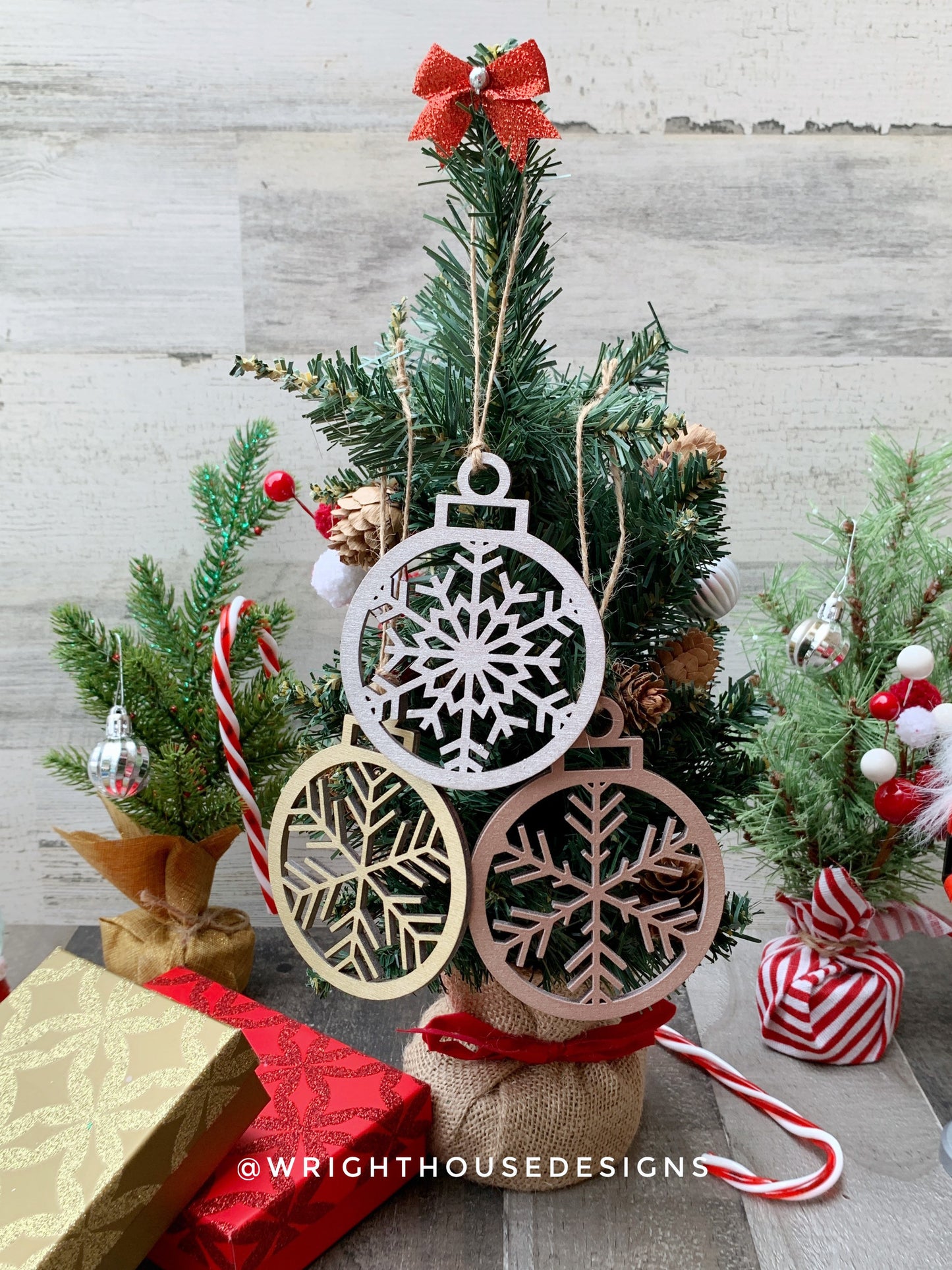 Painted Wooden Snowflake - Christmas Tree Ornaments -Winter Decorations