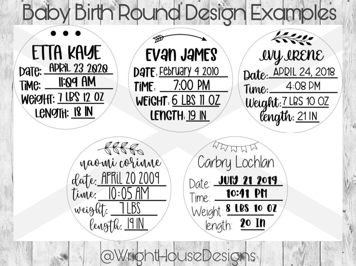Customized Baby Stats Round - Personalized Birth Vitals - Baby Name Announcement - Newborn Nursery Decor - Hospital Maternity Sign