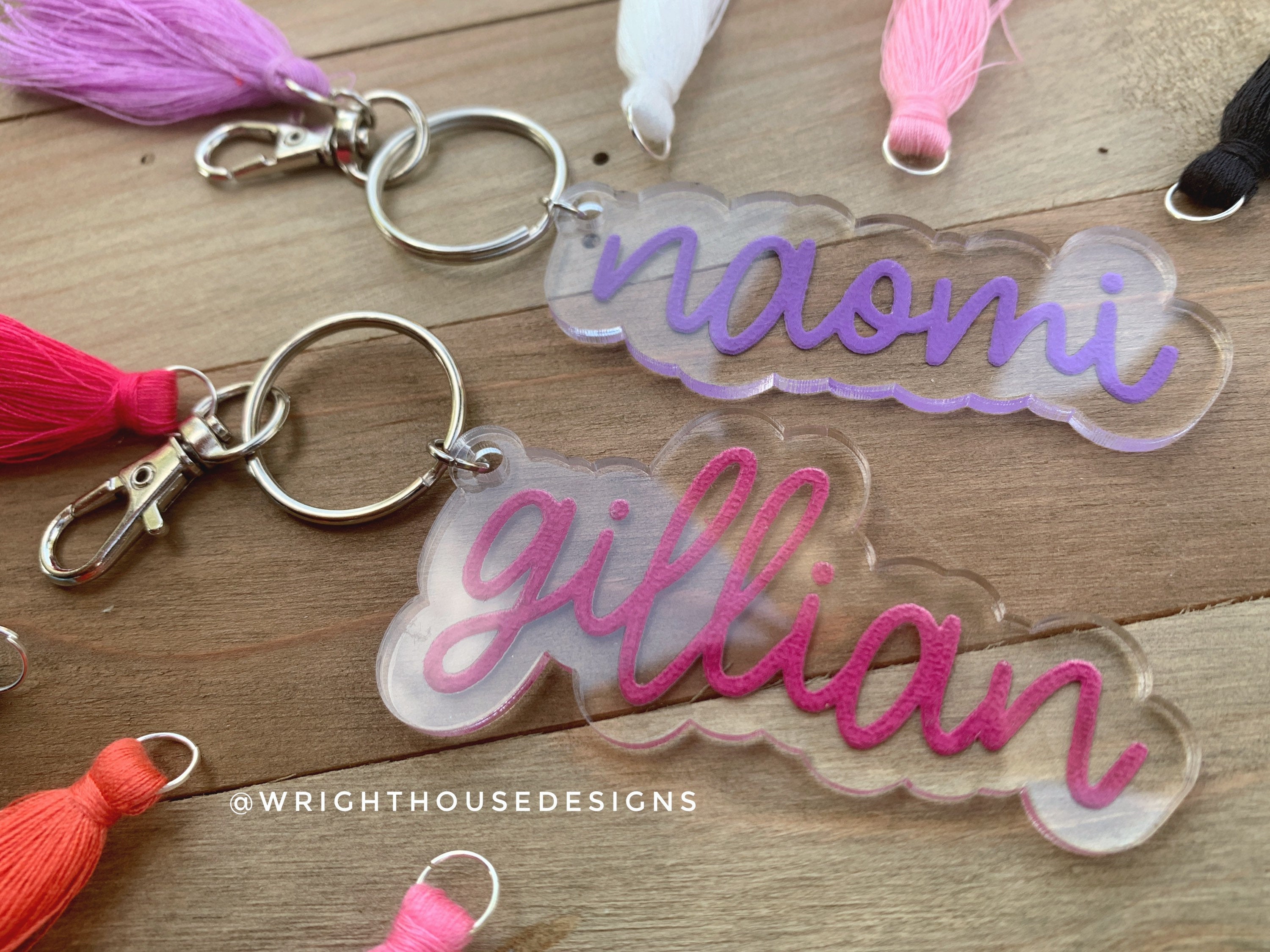 Personalized Name Acrylic Tassel Keychain - Mother's Day- Father's Day  - Gift For Her - Gift For Friends