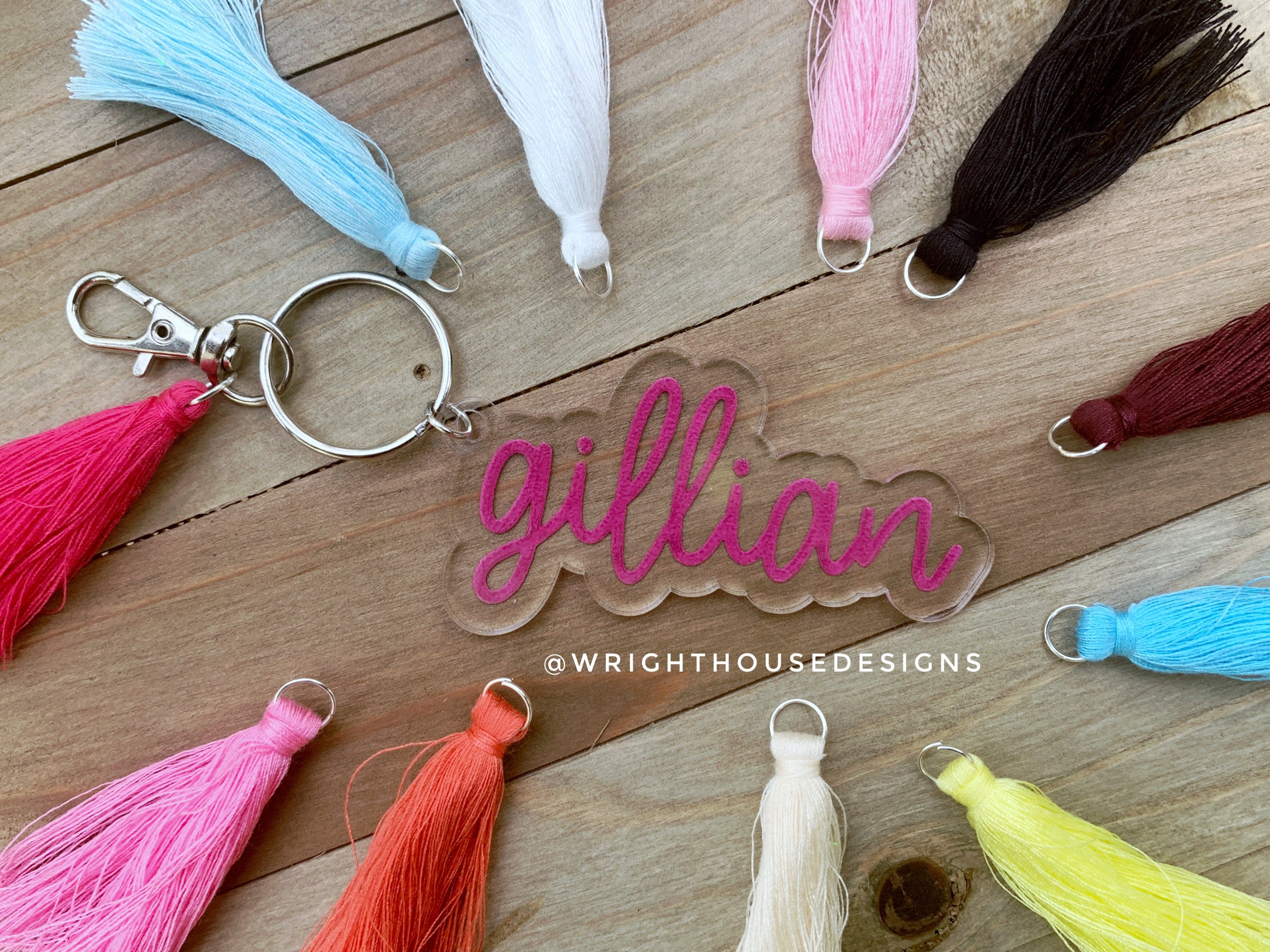 Personalized Name Acrylic Tassel Keychain - Mother's Day - Gift For Her - Gift For Friends