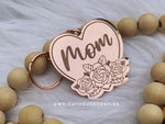Load image into Gallery viewer, Mother’s Day Floral Heart Mirrored Acrylic Keychain - Gift For Mom, Grandmother, Aunt, Stepmom
