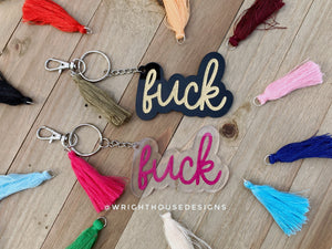 Funny Curse Sware Word Tassel Acrylic Keychain - Customized - Father's Day Mother's Day Present - Gift For Him - Gift For Her