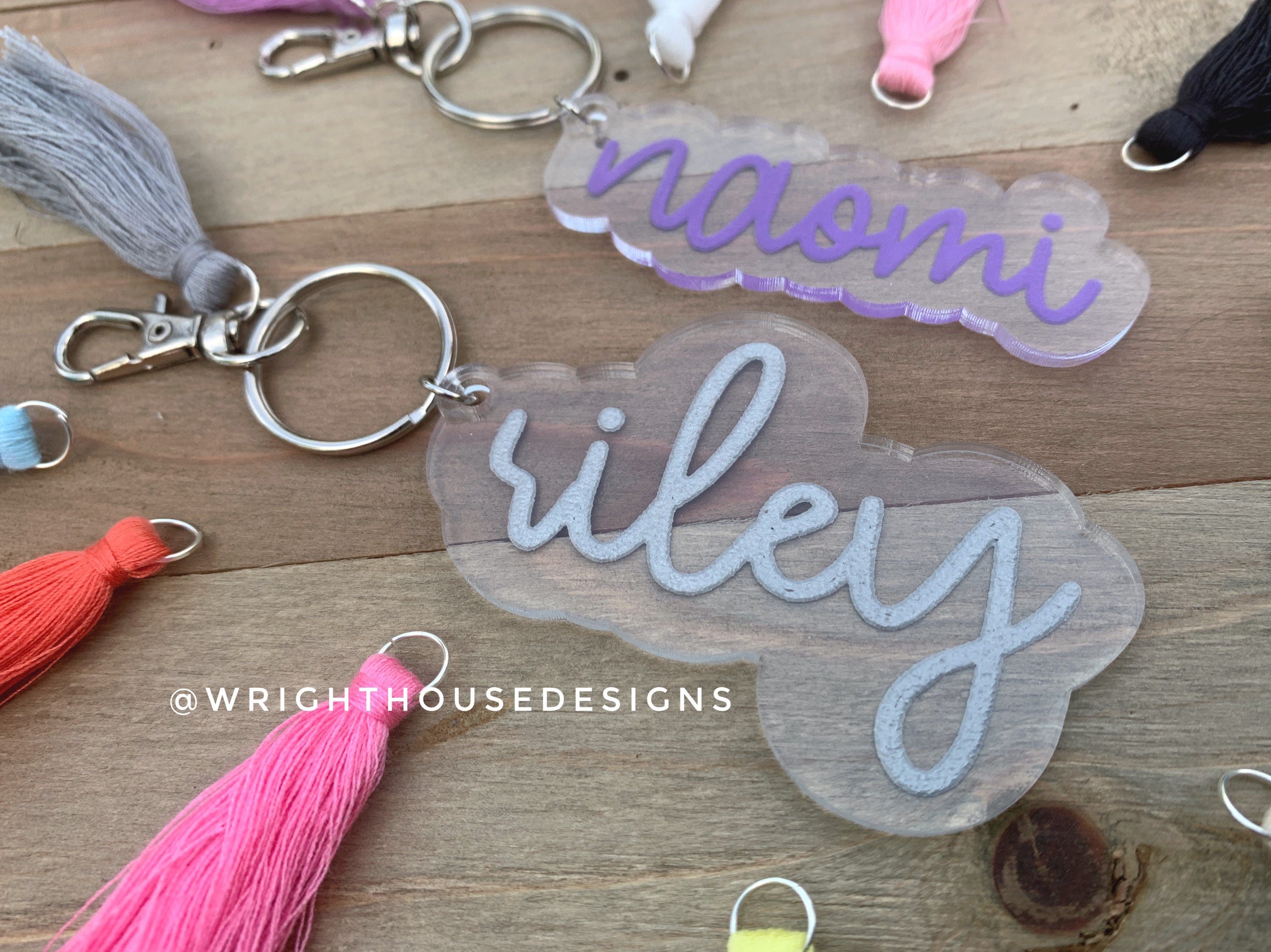 Personalized Name Acrylic Tassel Keychain - Mother's Day- Father's Day  - Gift For Her - Gift For Friends