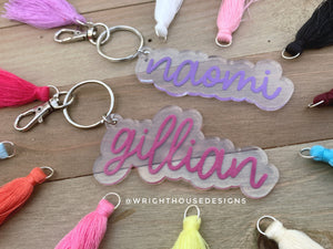 Personalized Name Acrylic Tassel Keychain - Mother's Day- Father's Day  - Gift For Her - Gift For Friends