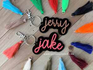 Personalized Name Acrylic Tassel Keychain For Guys - Father's Day - Gift For Dad - Gift For Him - Gift For Friends