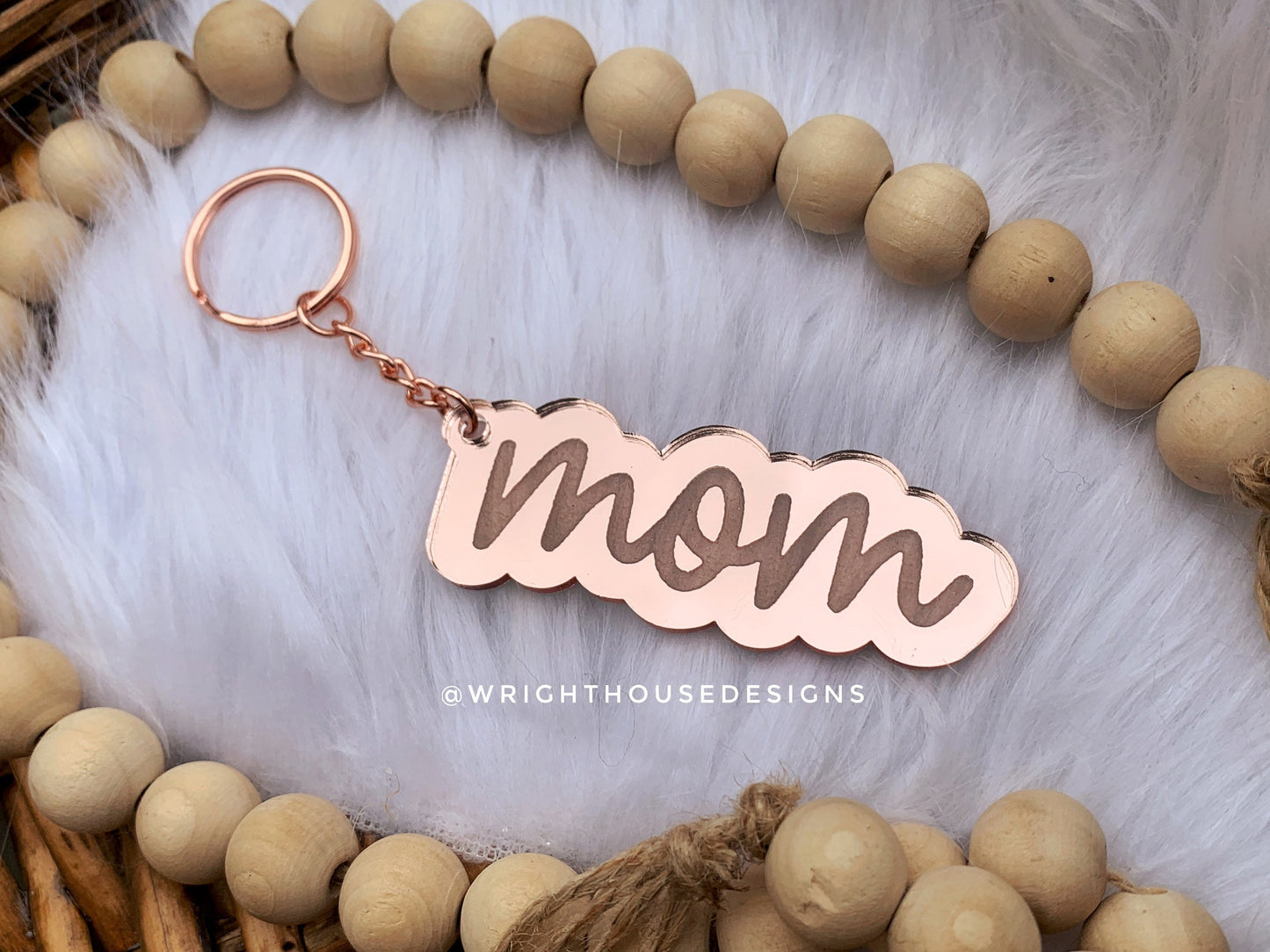 Mom Engraved Mirrored Acrylic Keychain - Customized - Mother's Day Presen - Gift For Her - From The Kids