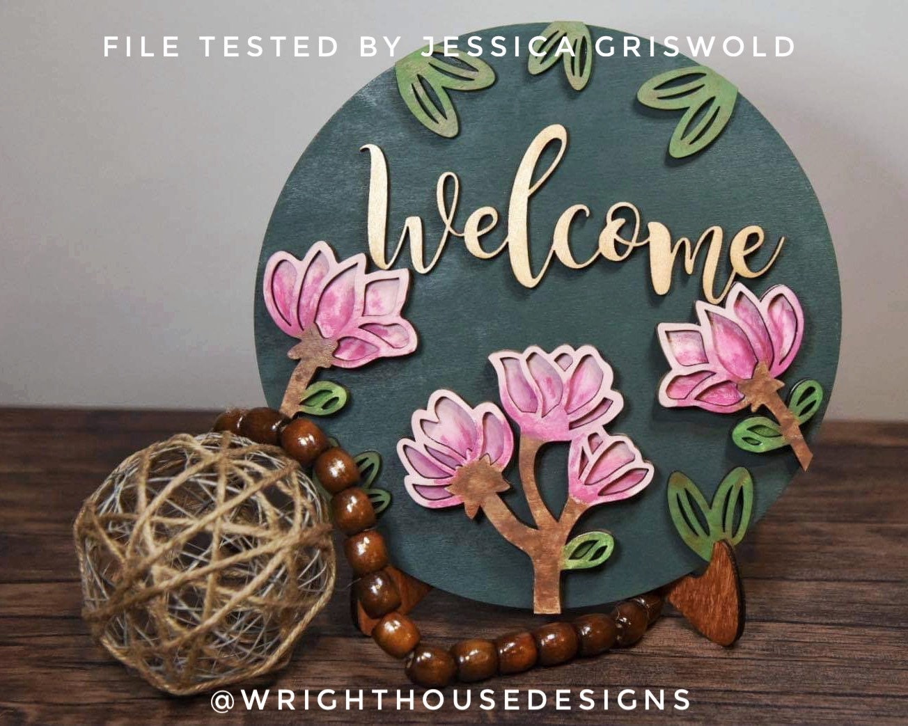 DIGITAL FILE - Magnolia Farmhouse Florals - Welcome - Farmhouse - Spring Floral Round - Files for Sign Making - SVG Cut File For Glowforge