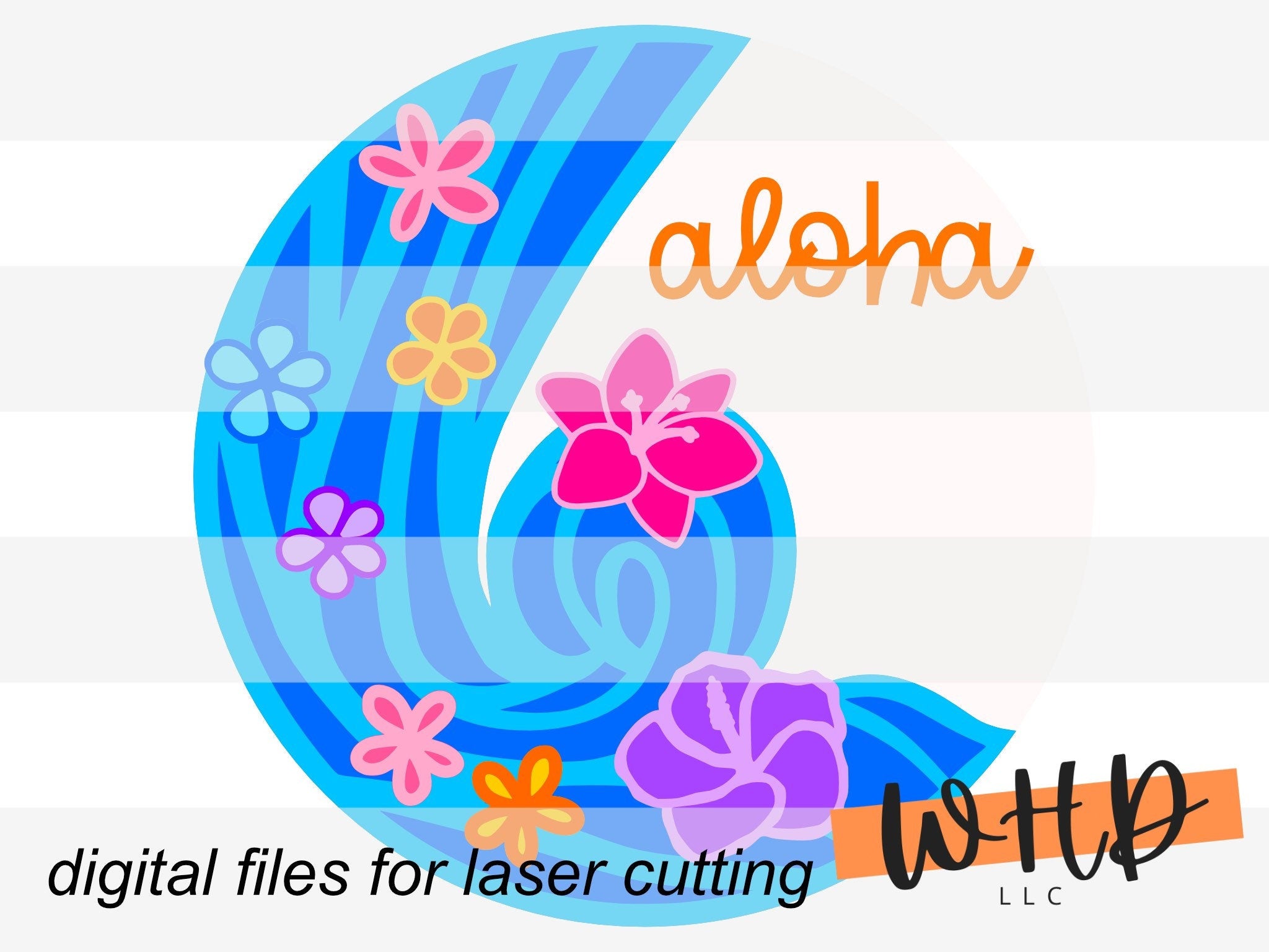 DIGITAL FILE - Aloha Waterfall - Tropical Floral Round - Files for Sign Making - SVG Cut File For Glowforge