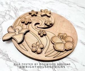 DIGITAL FILE - Shaka Tropical Waves - Floral Round - Files for Sign Making - SVG Cut File For Glowforge