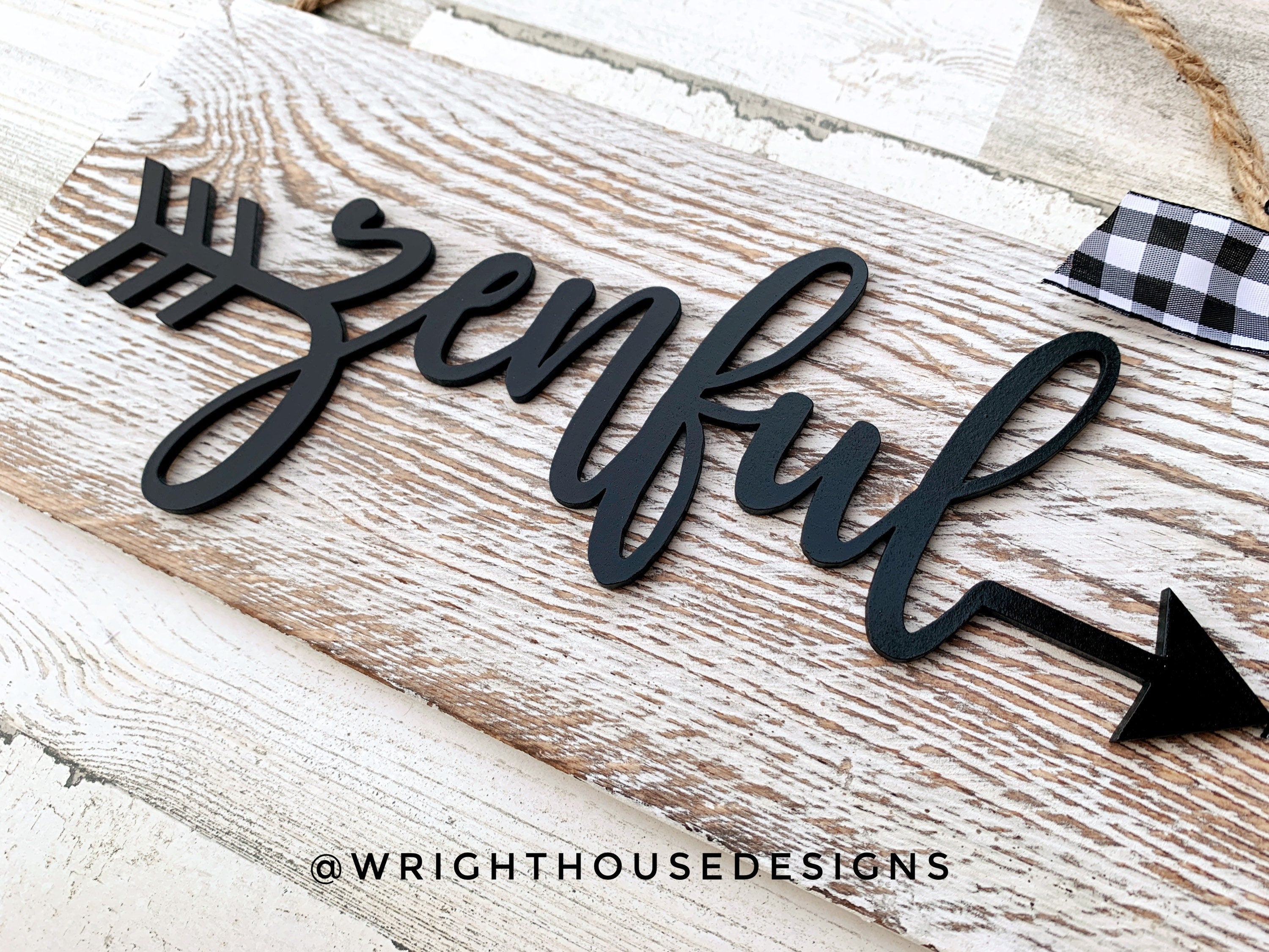 Zenful Arrow Word Art - Rustic Farmhouse - Whitewash Reclaimed Wood Plank Board Sign - Wooden Wall Art - Home Decor and She Shed Signs
