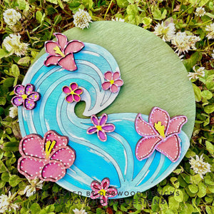 DIGITAL FILE - Shaka Tropical Waves - Floral Round - Files for Sign Making - SVG Cut File For Glowforge