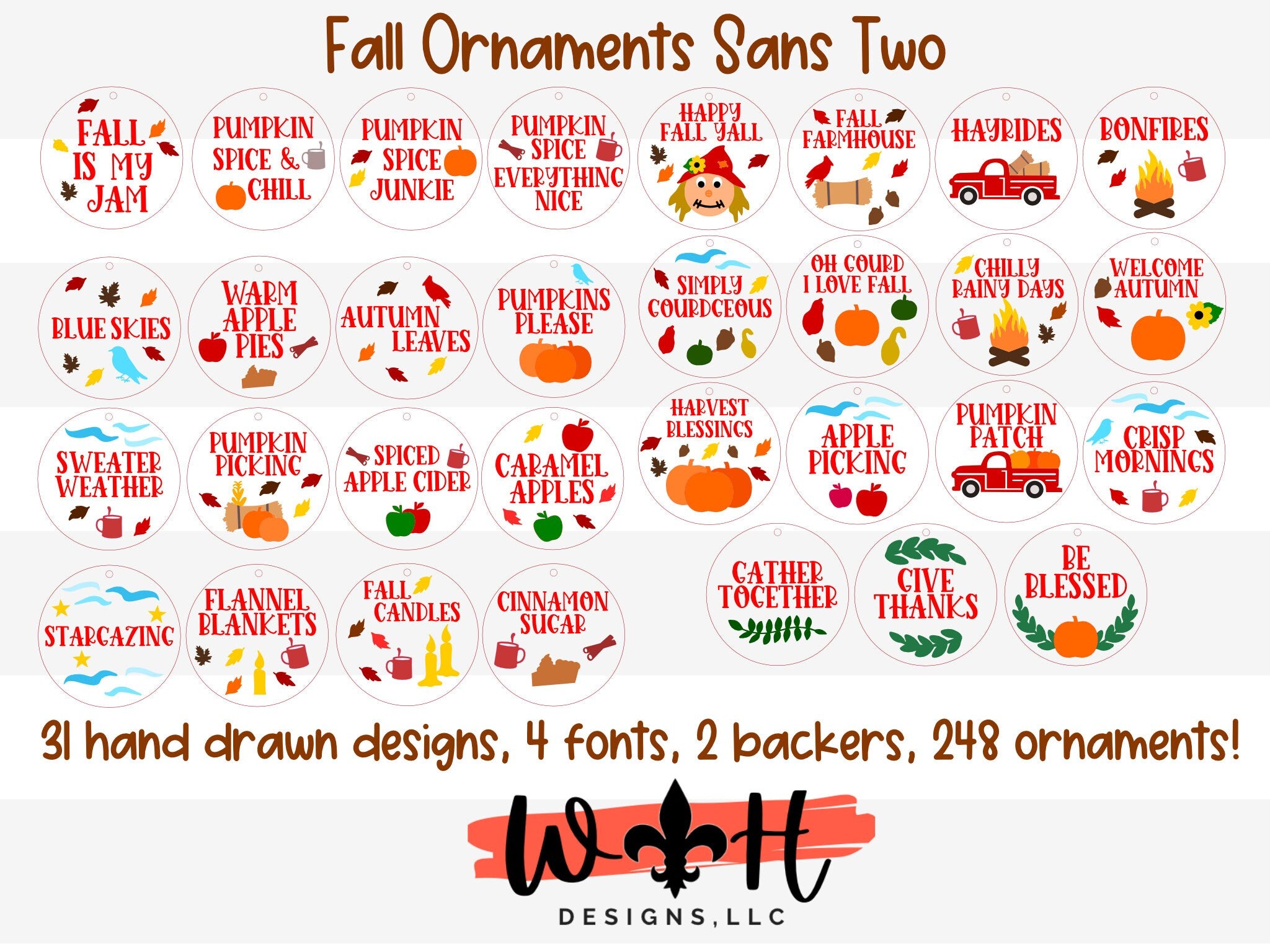 DIGITAL FILE - Autumn Icons - Shiplap Rustic Farmhouse - Fall Traditions Ornaments - SVG Cut File For Glowforge - Cut Files For Lasers