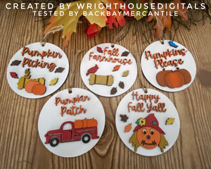 DIGITAL FILE - Autumn Icons - Shiplap Rustic Farmhouse - Fall Traditions Ornaments - SVG Cut File For Glowforge - Cut Files For Lasers