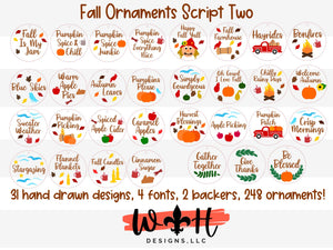 DIGITAL FILE - Autumn Icons - Shiplap Rustic Farmhouse - Fall Traditions Ornaments - SVG Cut File For Glowforge - Cut Files For Lasers
