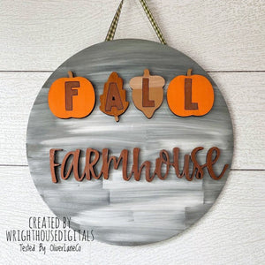 DIGITAL FILE - Fall Farmhouse - Pumpkin - Autumn Seasonal Round - Files for Sign Making - SVG Cut File For Glowforge