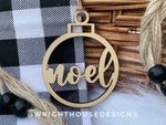 Load image into Gallery viewer, Noel Wooden Christmas Tree Ball Ornament - Laser Cut - Stocking Stuffer - Present Tag - Gift Wrapping Accessory
