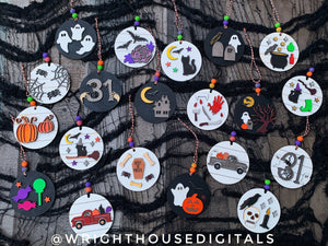 DIGITAL FILE - Halloween Icons - Shiplap Rustic Farmhouse Style - Doodle Ornaments - SVG Cut File For Glowforge - Cut Files For Lasers