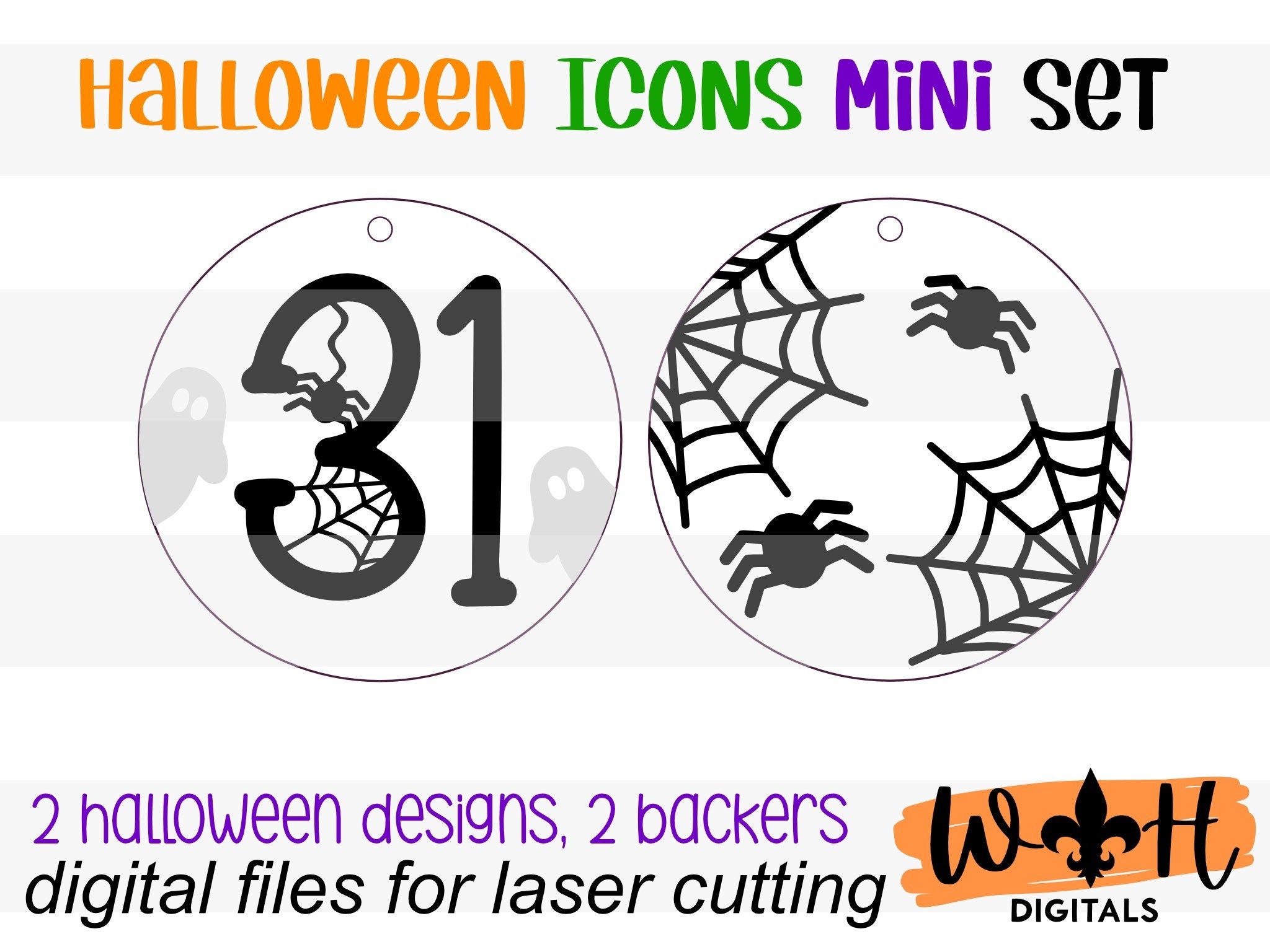 DIGITAL FILE - Halloween Icons - 31 and Cobwebs - Shiplap Style Doodle Ornaments - SVG Cut File For Glowforge - Cut Files For Lasers