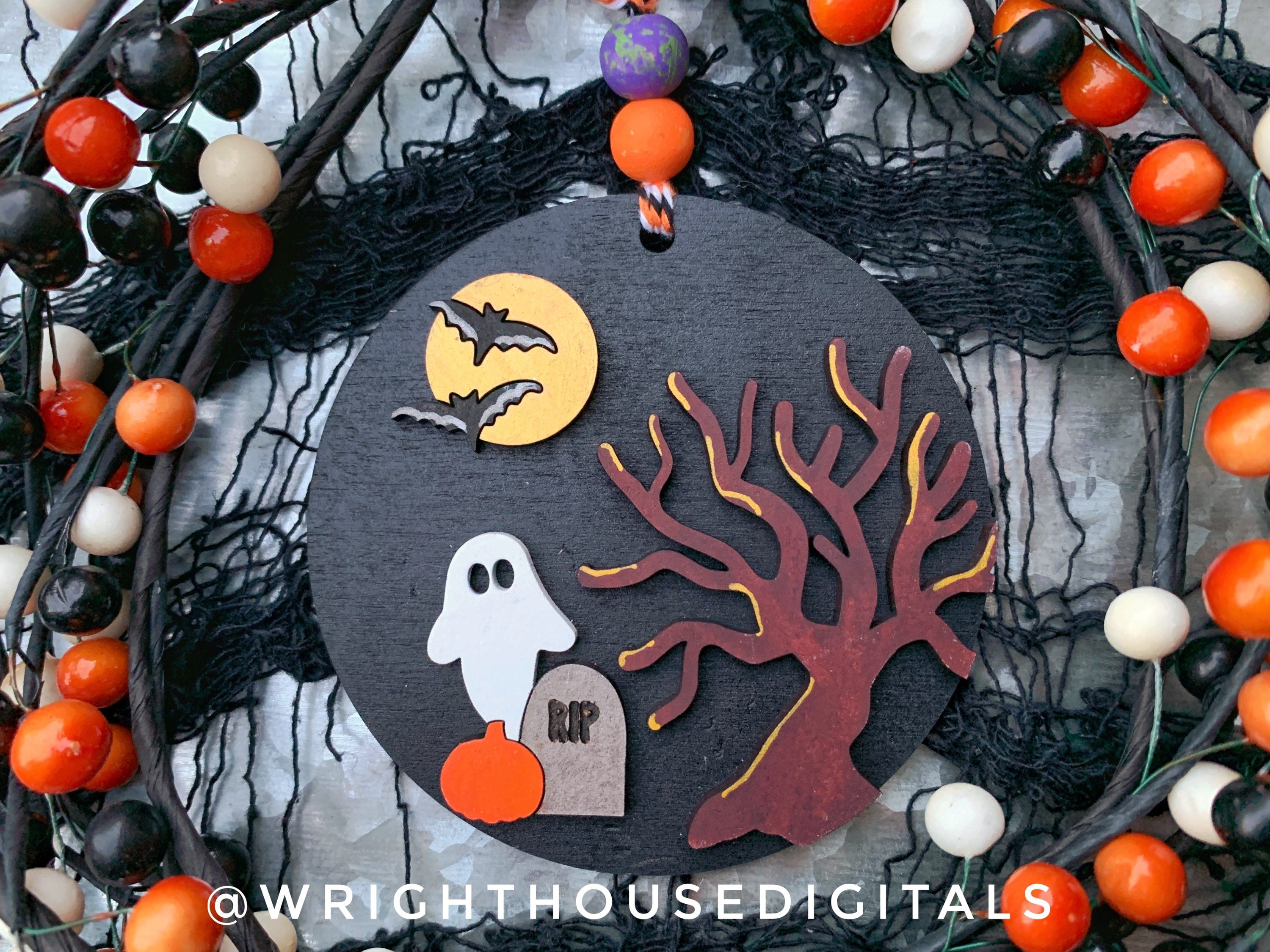 DIGITAL FILE - Halloween Icons - Haunted House - Shiplap Style Doodle Ornaments - SVG Cut File For Glowforge - Cut Files For Lasers