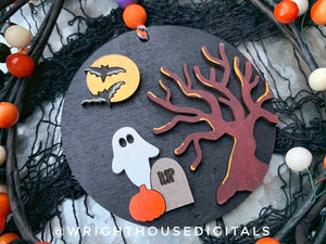 DIGITAL FILE - Halloween Icons - Haunted House - Shiplap Style Doodle Ornaments - SVG Cut File For Glowforge - Cut Files For Lasers