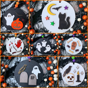 DIGITAL FILE - Halloween Icons - Shiplap Rustic Farmhouse Style - Doodle Ornaments - SVG Cut File For Glowforge - Cut Files For Lasers
