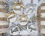 Load image into Gallery viewer, Classic Shiplap Wooden Christmas Tree Ball Ornament Set of 6 - Laser Cut - Stocking Stuffer - Present Tag - Gift Wrapping Accessory
