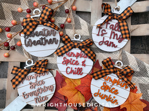 Pumpkin Lovers - Autumn Shiplap Wooden Tree Ball Ornament Set of 5 - Christmas Tree - Stocking Stuffer - Present Tag - Place Setting