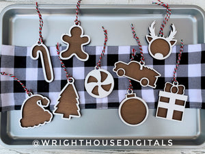 DIGITAL FILE - Christmas Cookie Ornaments - Layered - Rustic Farmhouse Style - SVG Cut File For Glowforge - Cut Files For Lasers