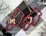 Load image into Gallery viewer, Personalized Cardinal - Monogram Name Initial - Wooden Christmas Tree Ornament - Gift Bag Tag - Handmade - Winter Decor - Holiday Gift
