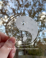 Load image into Gallery viewer, Flower of Life Yin Yang - Crystal Grid - Geometric Shape - Sun Catcher - Clear Acrylic Ornament
