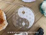 Load image into Gallery viewer, Flower of Life Yin Yang - Crystal Grid - Geometric Shape - Sun Catcher - Clear Acrylic Ornament
