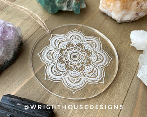 Flower Mandala - Geometric Crystal Grid - Sun Catcher - Clear Acrylic Ornament