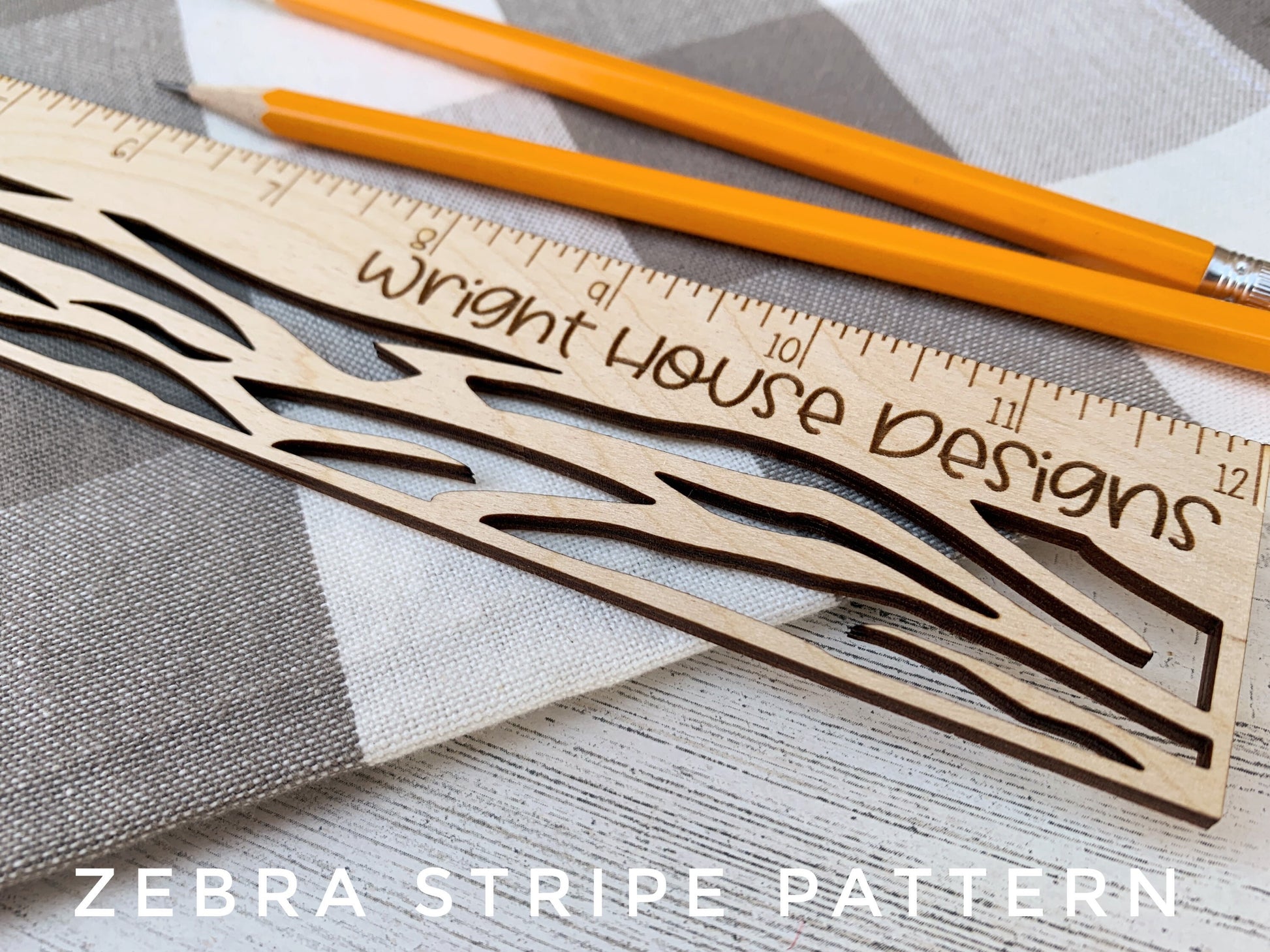 Wooden Laser Engraved Standard Ruler - Decorative Patterns - Personalized School and Office Supplies - Custom Small Business Branding Tool