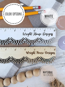Wooden Laser Engraved Standard Ruler - Decorative Lace Pattern - Personalized School and Office Supplies - Custom Logo Monogram Ruler