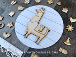 Load image into Gallery viewer, Llama Interchangeable Sign - Blank Unfinished DIY Craft - Family Paint Night - Kids Art Project - Shelf Sitter Round Sign With Stand
