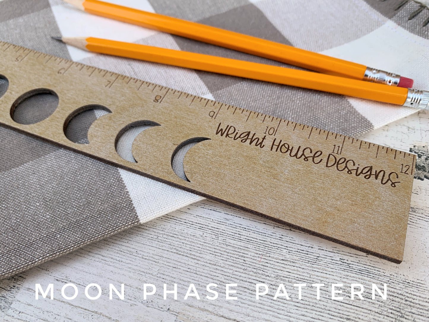 Wooden Laser Engraved Standard Ruler - Decorative Patterns - Personalized School and Office Supplies - Custom Small Business Branding Tool