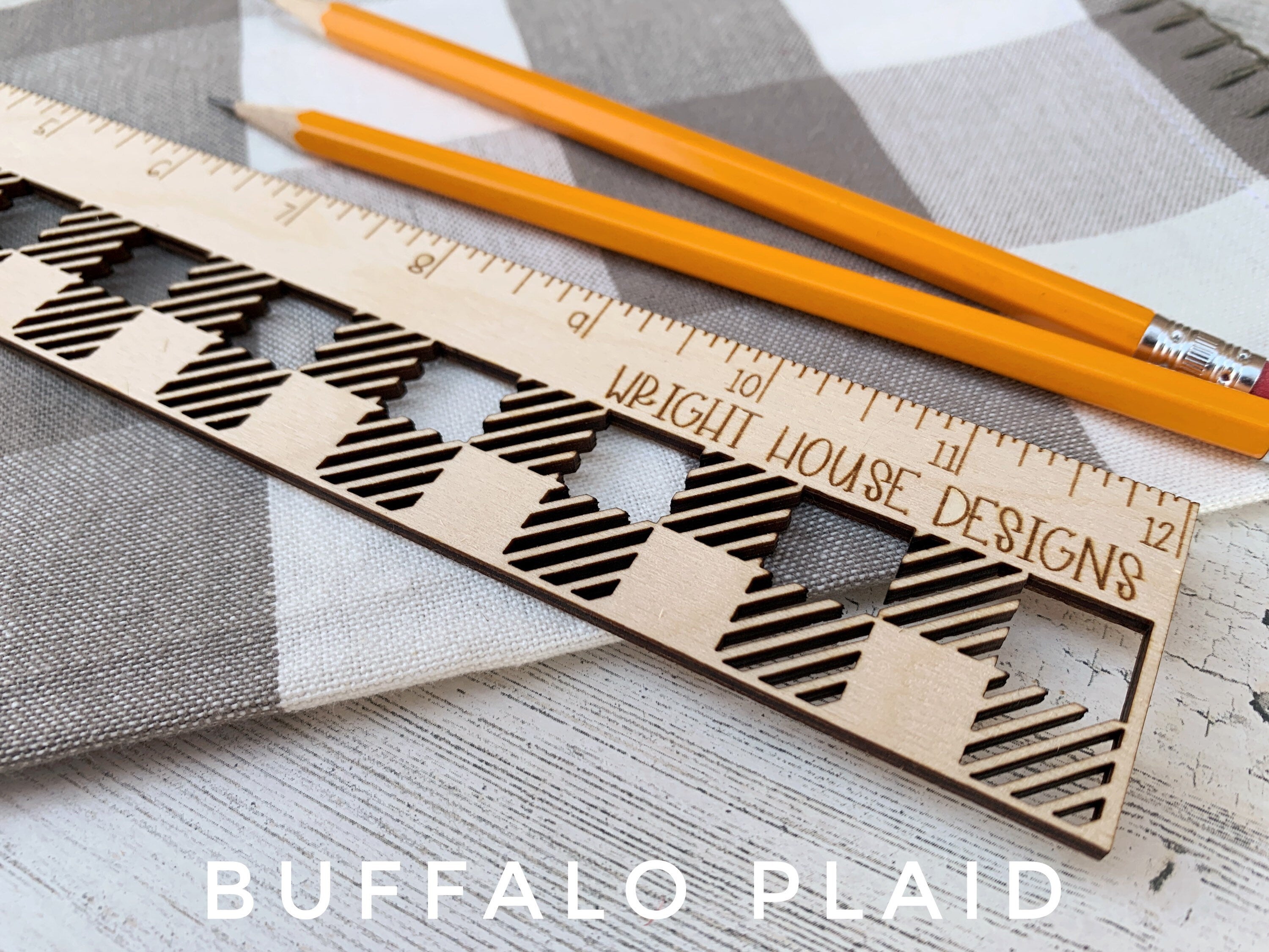 Wooden Laser Engraved Standard Ruler - Decorative Patterns - Personalized School and Office Supplies - Custom Small Business Branding Tool