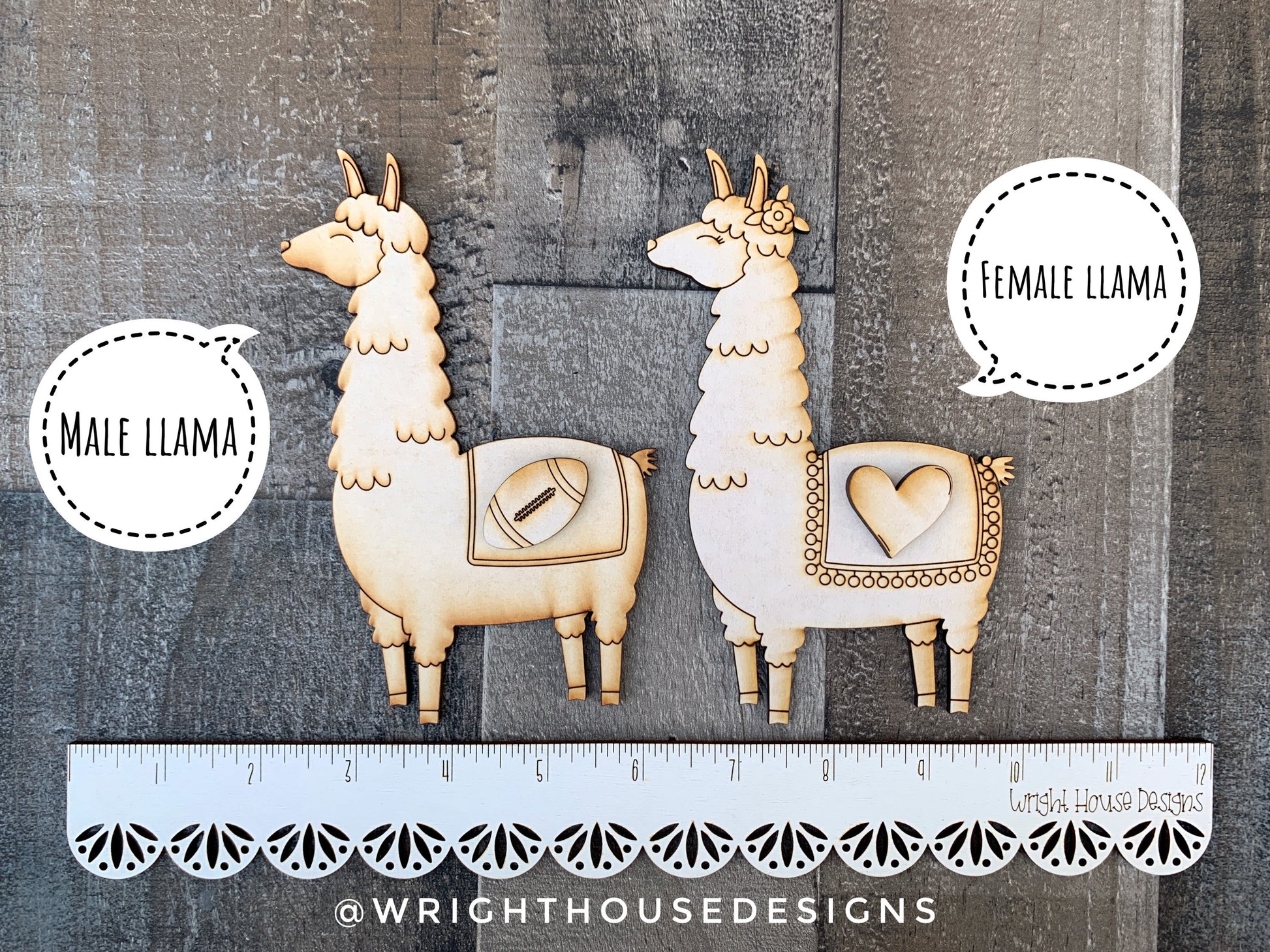 Llama Interchangeable Sign - Blank Unfinished DIY Craft - Family Paint Night - Kids Art Project - Shelf Sitter Round Sign With Stand