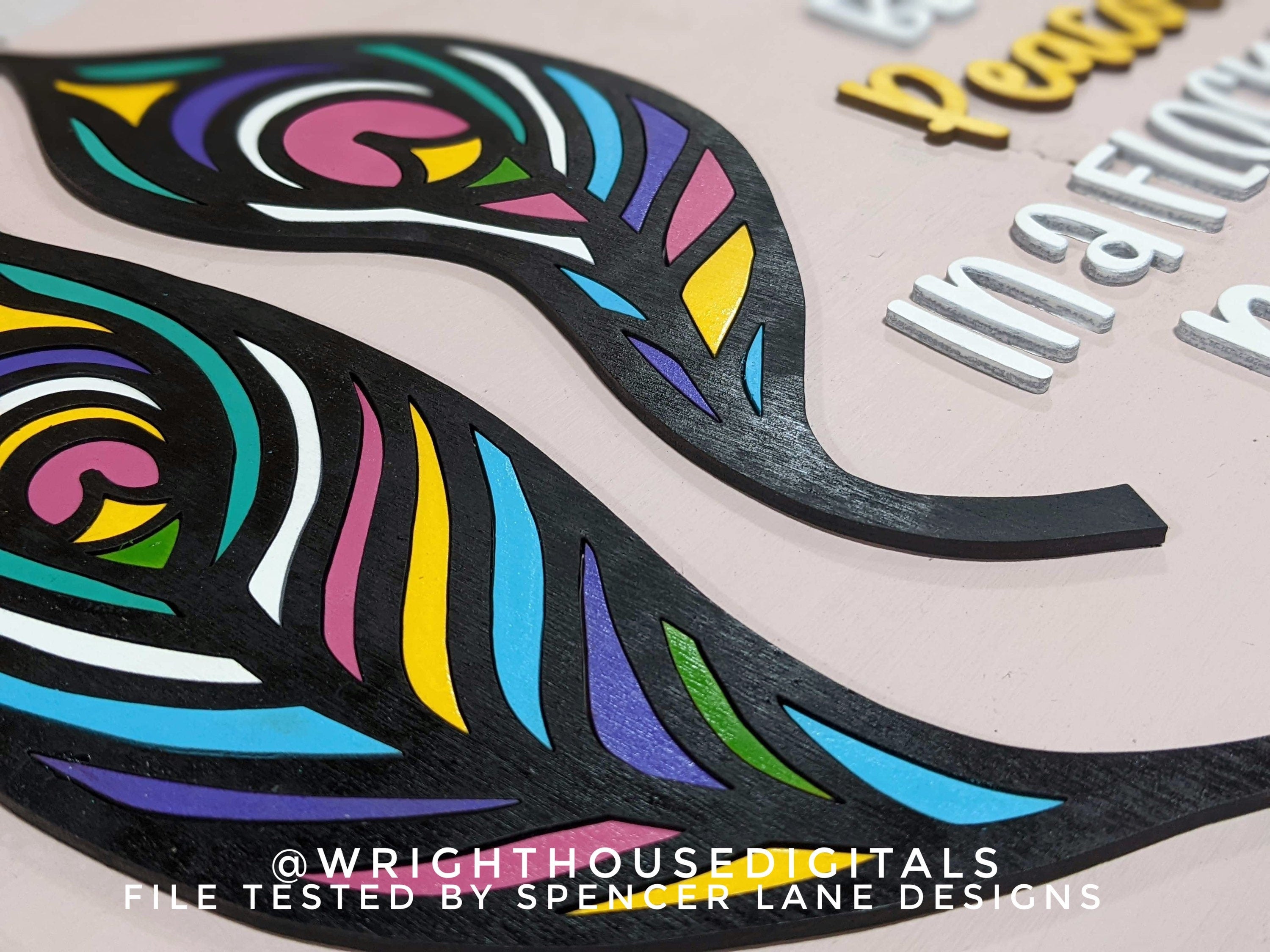 DIGITAL FILE - Peacock Feathers - Farmhouse Round Sign - Files for Sign Making - SVG Cut File For Glowforge