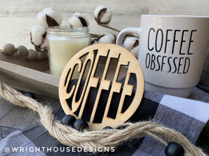Coffee Wooden Drink Coaster Set - Coffee Table Accessories - Coffee Lover Coasters For Enthusiasts