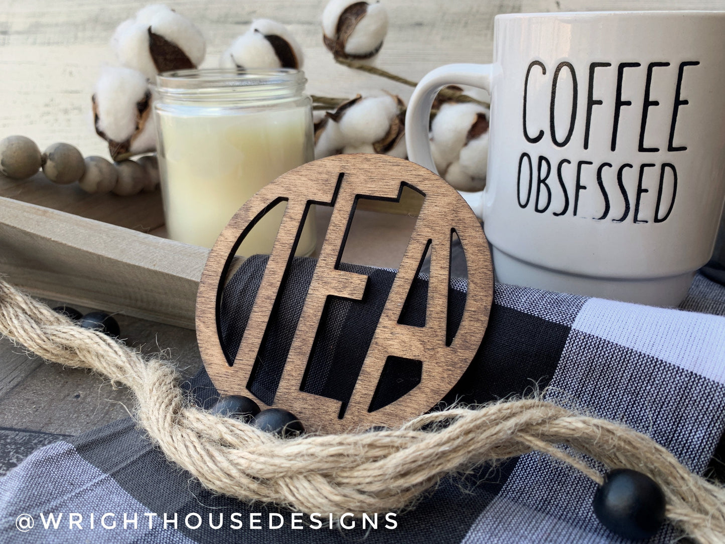 Wooden Tea Drink Coaster Set - Coffee Table Accessories - Coffee and Tea Enthusiasts