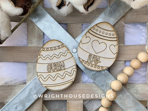 Kid's Personalized Easter Eggs - DIY Mess Free Wooden Peel and Paint Craft - Easter Basket Fillers - Easter Bunny Gifts - Spring Bag Tags