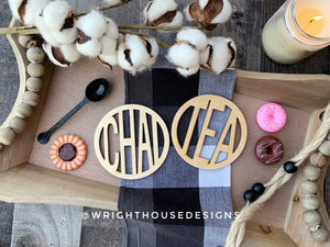 Chai Tea Wooden Drink Coaster Set - Coffee Enthusiast Table Accessories - Coffee and Tea Lover Coasters